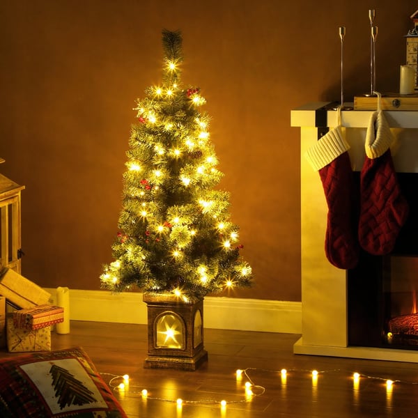 Kunstigt juletræ 120 cm kunstigt grantræ med 100 LED-lys, 8 tilstande, 214 grene