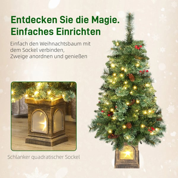 Kunstigt juletræ 120 cm kunstigt grantræ med 100 LED-lys, 8 tilstande, 214 grene