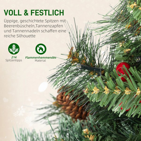Kunstigt juletræ 120 cm kunstigt grantræ med 100 LED-lys, 8 tilstande, 214 grene
