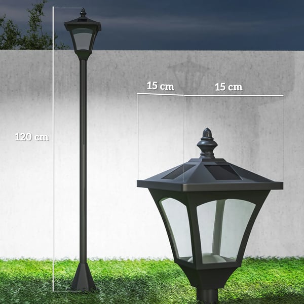 Soldriven LED Trädgårdslampa Lykta Svart Plast 120cm IP44 30 Lumen