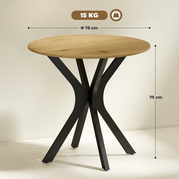 spisebord køkkenbord rundt bord, moderne design, 78 cm x 78 cm x 75 cm, naturtræ