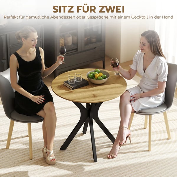 spisebord køkkenbord rundt bord, moderne design, 78 cm x 78 cm x 75 cm, naturtræ