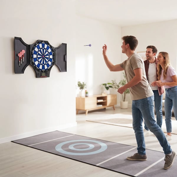 Elektronisk Darttavla med 6 dartpilar, reservspetsar, LCD-display, 31 spel, 285 program, upp till 8 spelare, svart/röd