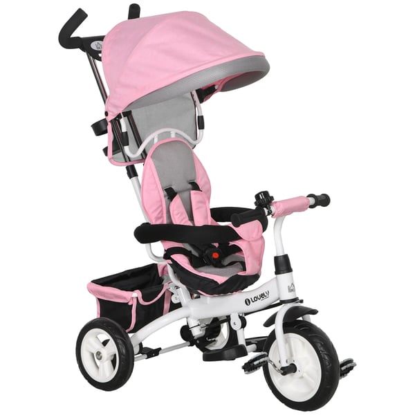6-i-1 Trehjuling Barn, Rosa, Metall/Plast. Justerbar med skjutstång, solskydd, sele, korg, mugghållare. Från 1-5 år. 6-i-1 Trehjuling Barn, Rosa, Metall/Plast. Justerbar med skjutstång, solskydd, sele, korg, mugghållare. Från 1-5 år.