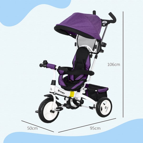 6-i-1 Trehjuling barn cykel, lila metall/plast, 1-5 år