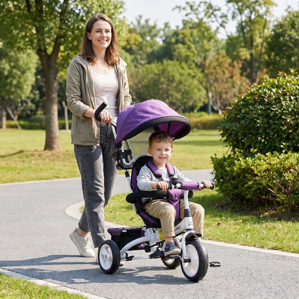 6-i-1 Trehjuling barn cykel, lila metall/plast, 1-5 år