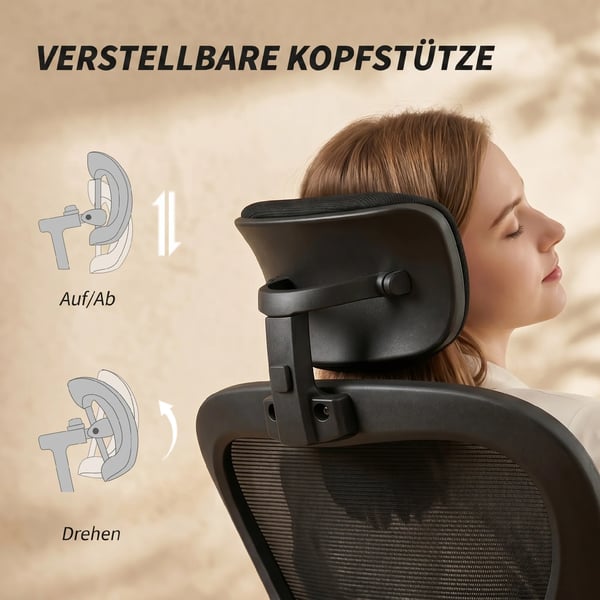 kontorsstol, ergonomisk skrivbordsstol med uppfällbara armstöd, justerbart svankstöd, svart