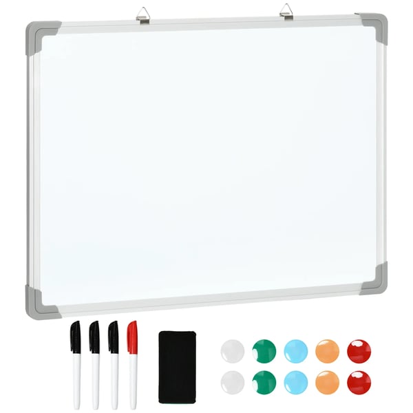 Magnetisk Whiteboard Tavel 60x45cm - Galvaniseret Stål, Aluminium, Inkl. Tusser & Magneter