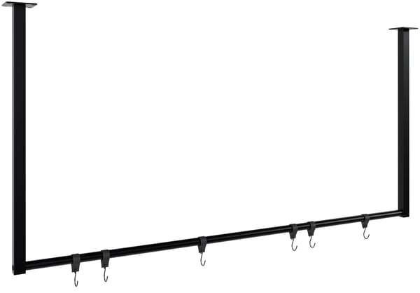 Fenton Mat Sort Metal Tøjstativ med 6 Kroge, Loftmonteret, 120x60 cm