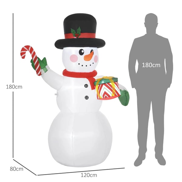 Uppblåsbar juldekoration, 1,8 m snögubbe med LED-belysning, Trädgårdsdekoration, Självuppblåsande julbelysning för inomhus- och utomhusbruk