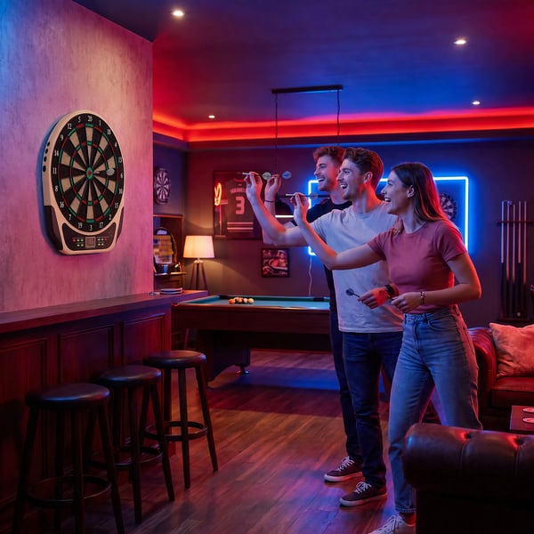 Elektronisk Dartskive Dart-sæt med LCD-display, 6 pile, 24 dartspidser, 18 spil og 159 træffer-muligheder til 8 spillere, flerfarvet