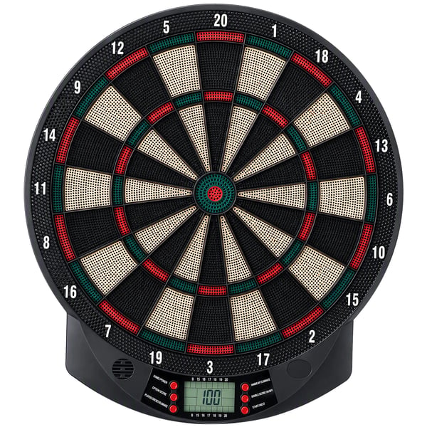 Elektronisk Dartskive - 26 spil, 185 scoringsmuligheder, 6 pile, til 8 spillere, sort PP
