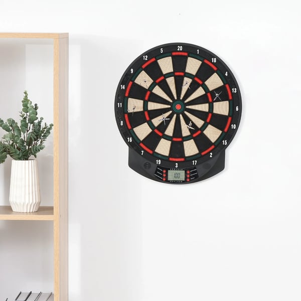 Elektronisk Dartskive - 26 spil, 185 scoringsmuligheder, 6 pile, til 8 spillere, sort PP