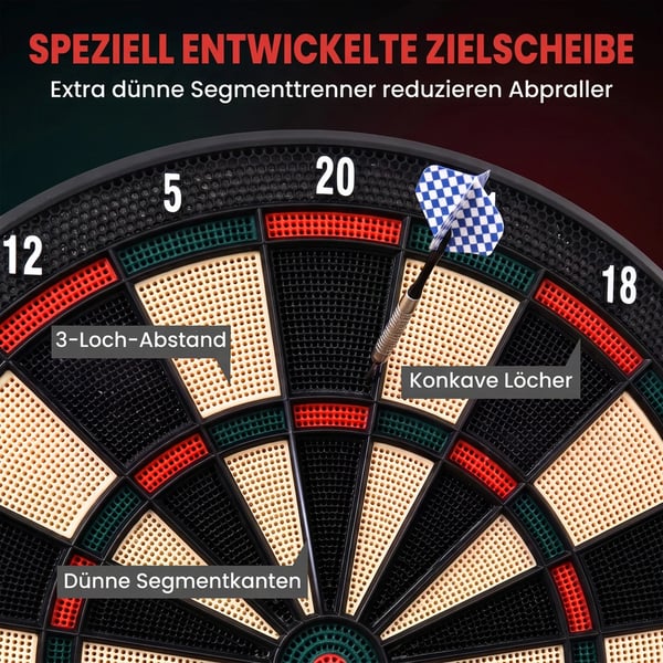 Elektronisk Dartskive - 26 spil, 185 scoringsmuligheder, 6 pile, til 8 spillere, sort PP