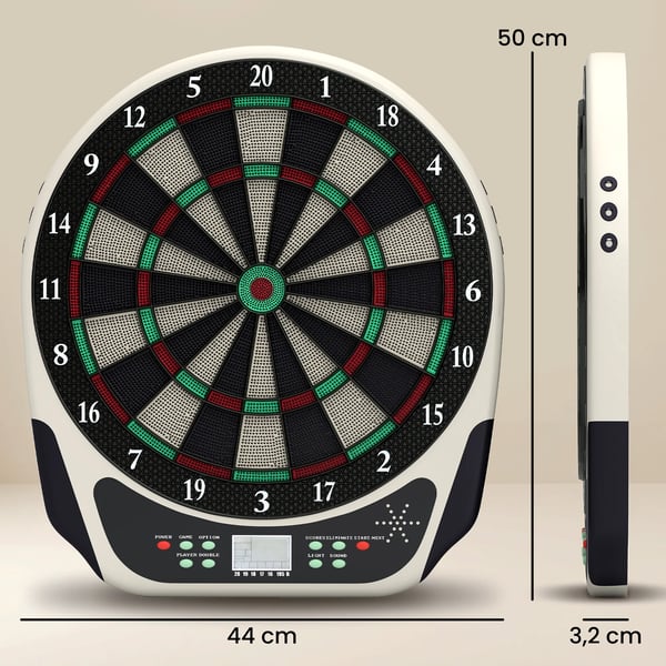 Elektronisk Dartskive Dart-sæt med LCD-display, 6 pile, 24 dartspidser, 18 spil og 159 træffer-muligheder til 8 spillere, flerfarvet