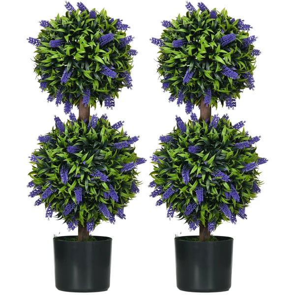 Keinotekoiset kasvit 2 kpl, UV-kestävät keinotekoiset laventelipuut kukkaruukuissa, 70 cm vihreät huonekasvit ulko-/sisäkäyttöön