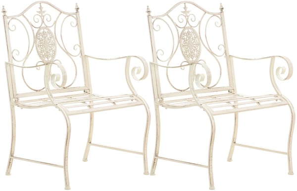Punjab 2 kpl puutarhatuolisetti, antique cream metalli