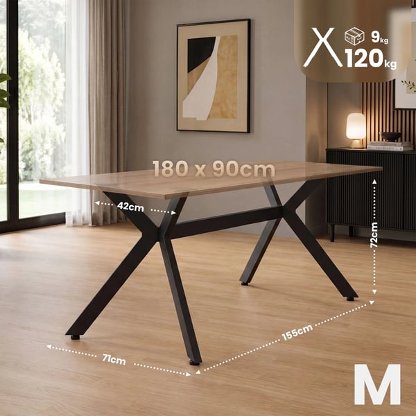 Cascada M Bordben - Mat Sort Metalramme, Industriel Stil, Kraftig (120 kg), DIY Bordstel
