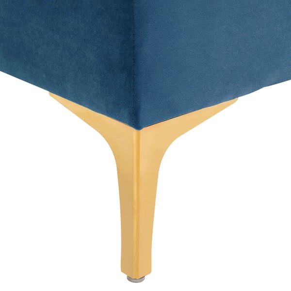 sittbänk, sängbänk, skobänk med höjda ben, sovrum, sammet blå 118 x 45 x 42 cm