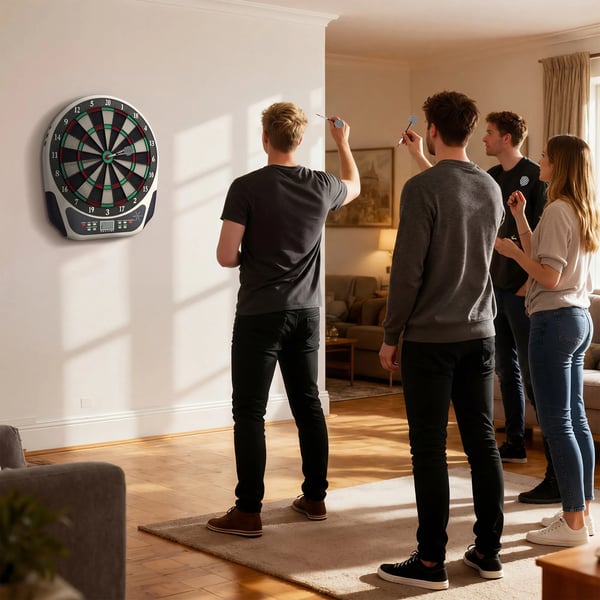Elektronisk Dartskive Dart-sæt med LCD-display, 6 pile, 24 dartspidser, 18 spil og 159 træffer-muligheder til 8 spillere, flerfarvet