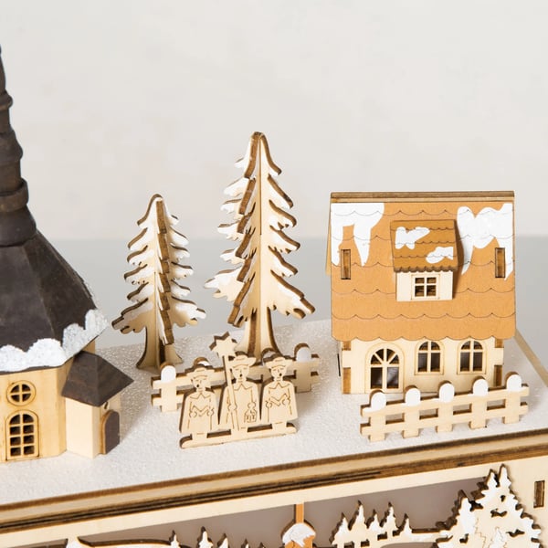Juldekoration Snöig julby med 10 LED-lampor Vinterlandskap Upplyst Fönsterdekoration Bordsdekoration Natur 45 x 10 x 25 cm