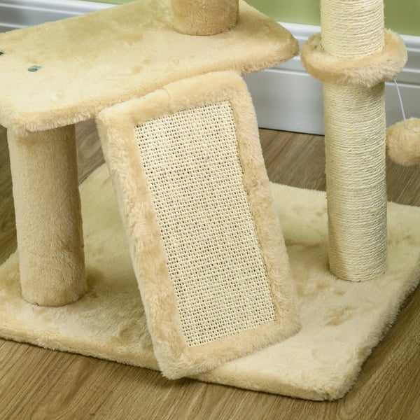 Katte kradsetræ 116cm - Sisal, med hule og seng - Beige