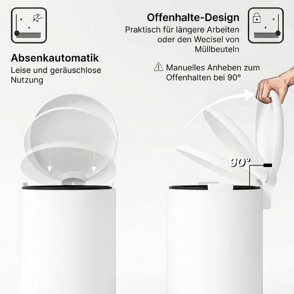 Skraldespand 20L med Pedal i Cremhvid - Metal & Plastik, 36x30x44.5cm