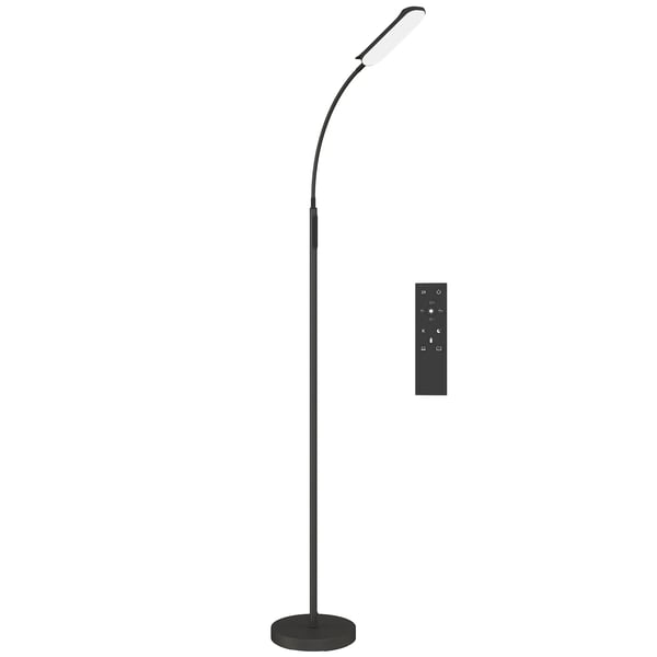 LED Golvlampa med Svanhals, Dimbar, Fjärrkontroll, Touch, Timer, Minnesfunktion, Svart, Stål, 18W LED Golvlampa med Svanhals, Dimbar, Fjärrkontroll, Touch, Timer, Minnesfunktion, Svart, Stål, 18W