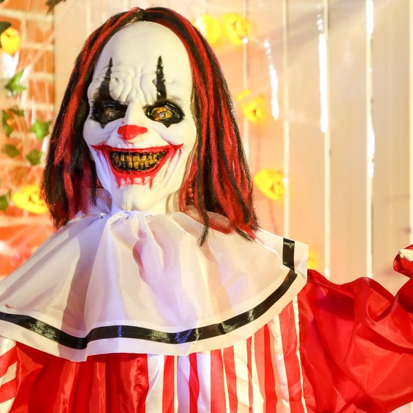 Halloweenpynt 165 cm Halloweenclown med LED-lampor, ljudeffekt, kroppseffekt
