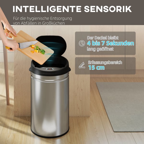 30L Sensor Skraldespand Rustfrit Stål Sølv - Automatisk Berøringsfri Affaldsbeholder med Soft-Close