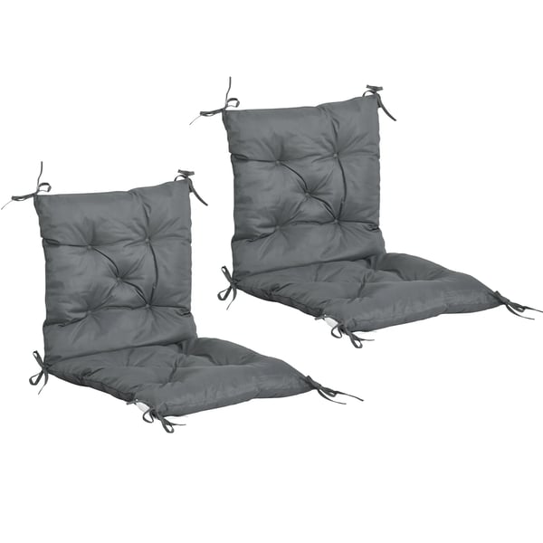2 stk. Tykke Hynder til Lavryggede Stole, Havestol Hynde, Mørkegrå, Oxford/Skum, 98x50 cm