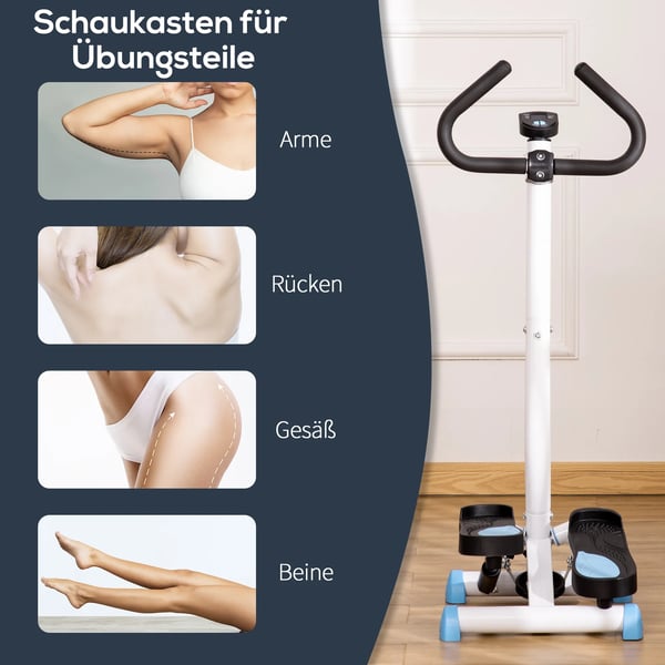 Swing Stepper kuntoilulaitteet, LCD-näyttö, kahva, teräs/ABS, sininen/musta, 55x44x108 cm