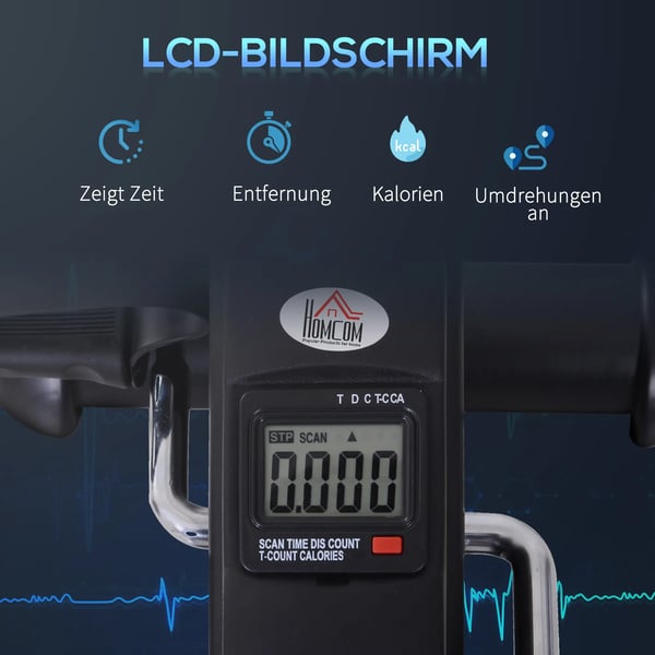 Mini Bike Pedaltrainer motionscykel LCD-display støbejern sort 35x40x31 cm