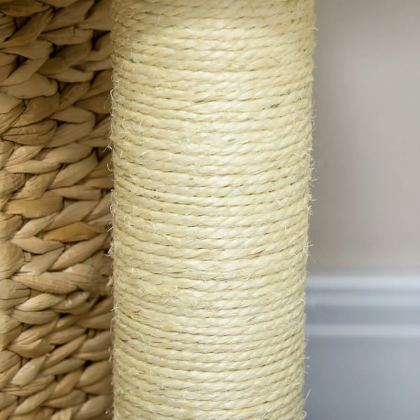 Katte Træ med Hule og Legebold, Beige Sisal Kradsemøbel Indendørs Klatretræ 74 cm