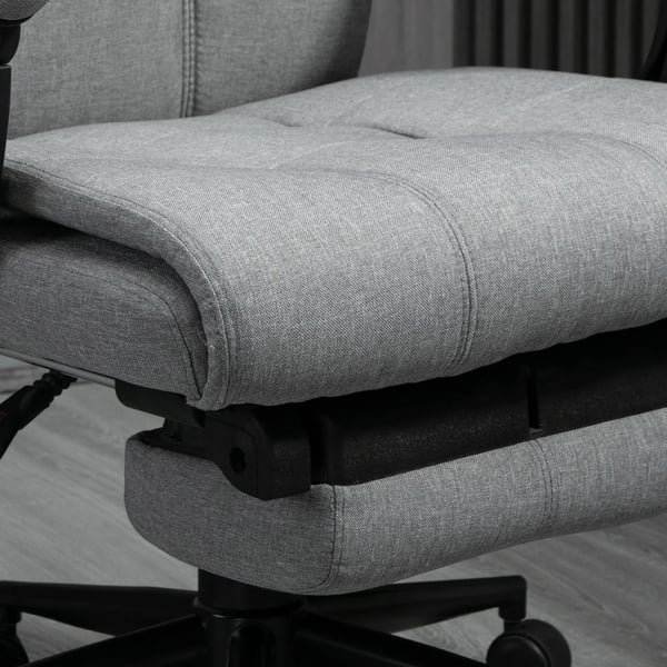 Ergonominen Toimistotuoli Pääntuella ja Jalkatuella, Säädettävä Korkeus, Kääntyvä, Vaaleanharmaa Polyesteri
