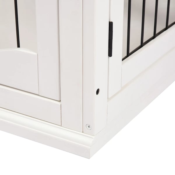 Hundbur Husdjursbur för inomhusbruk, MDF, metall, vit, 81 x 58,5 x 66 cm