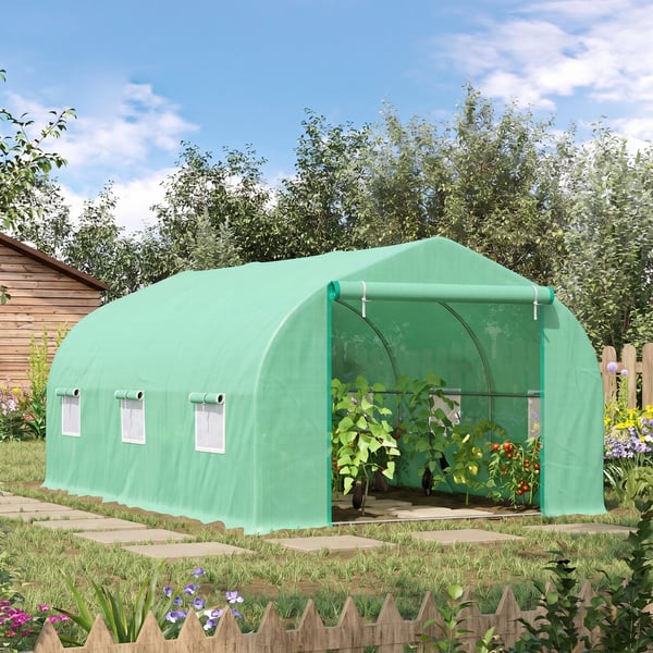 folieväxthus växthus drivbänk växttält tomatväxthus sadeltak 450 × 300 × 205 cm