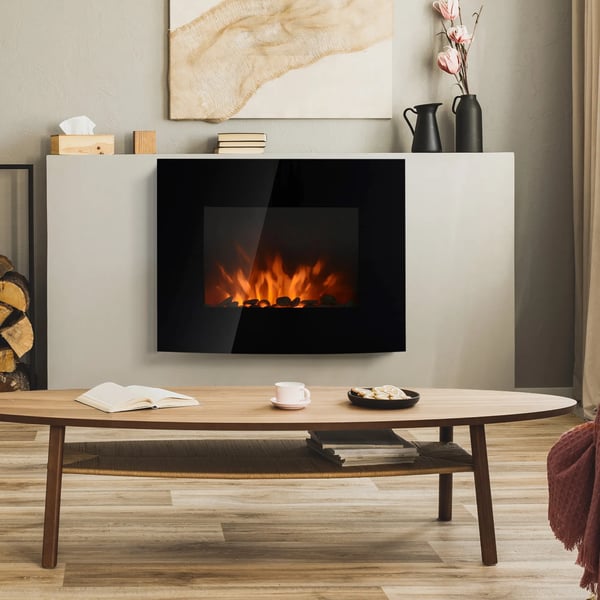 sähkötakka takka takka liesi sähköinen 2 tehotasoa säädettävissä 900/1800 W LED 65 x 11,4 x 52 cm ruostumaton teräs musta