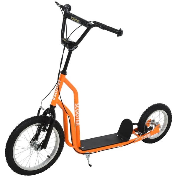 Løbehjuls Scooter til Børn, Orange, 16/12 Tommer Luftgummihjul, Stål/Aluminium/Gummi, 5+ År