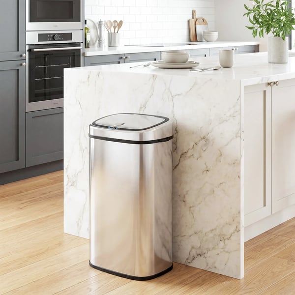 Automatisk Soptunna med Sensor, Rostfritt Stål/Plast, Silver, 68L