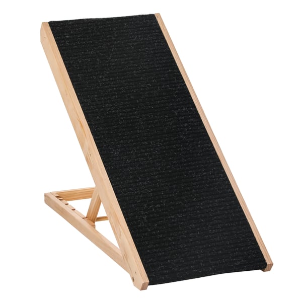 Kæledyrrampe Justerbar Hundrampe med skridsikker måtte, fyrretræ, polyester, 90x40x61cm