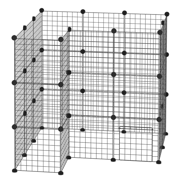 Avgränsningsgaller DIY Gånggrind för smådjur, Valphage, 36 paneler, Svart, 146x73x73cm