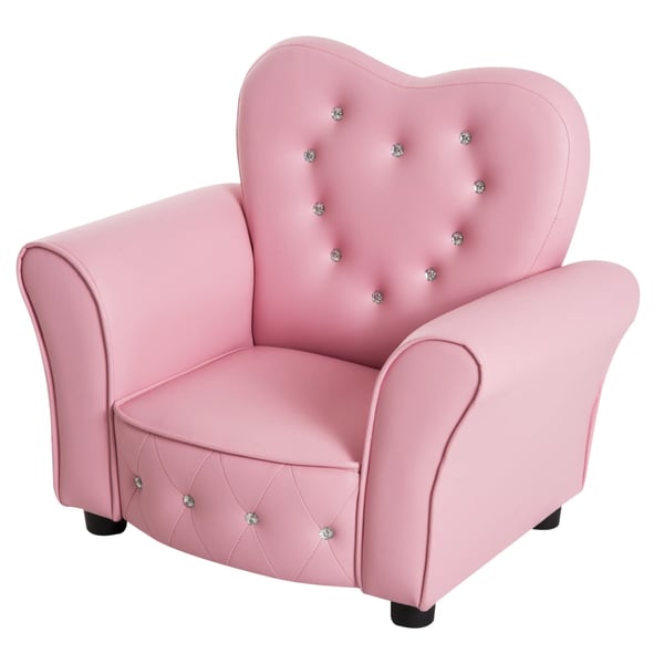 Prinsesse Børnesofa – Hjerteformet, Lyserød PVC & Skum, L59xB41,5xH49cm