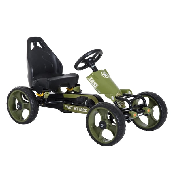 Gokart til børn - Grøn, Metal/Plastik, Håndbremse, Justerbart Sæde, Fra 3 År, 105 x 54 x 61 cm