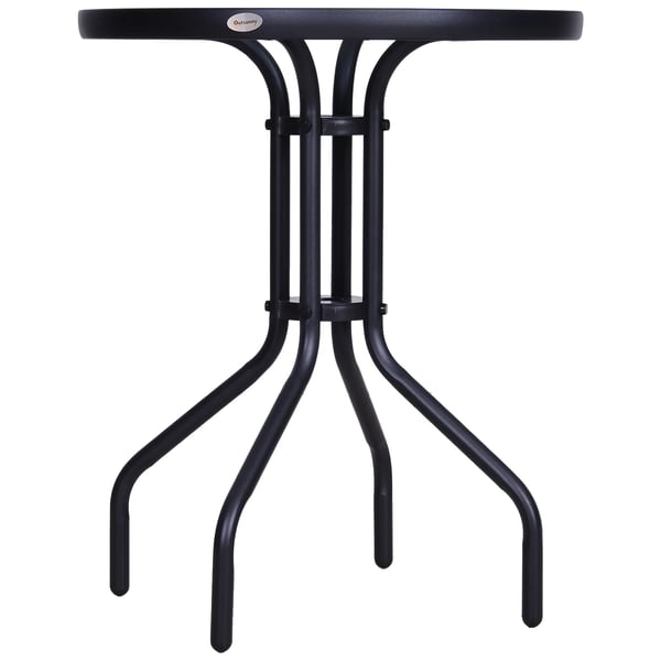 runt balkongbord trädgårdsbord metall säkerhetsglas Ø60xH70cm trädgård balkong