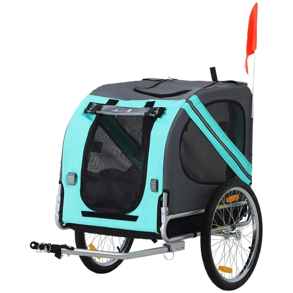 Cykelanhænger til Hunde, HUNDETRANSPORTER, Oxford-stof med regnslag, åndbar, grøn, 130x73x90cm