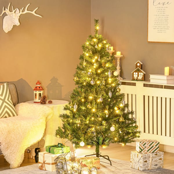 Juletræ Grantræ med Dekoration 120 LED'er 511 Spidser Ø95 x 150H cm