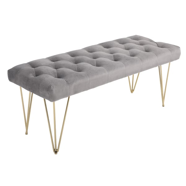 eteispenkki, kenkäpenkki samettipäällisellä, säilytyspenkki, Velvet, harmaa, 116x44,5x49 cm