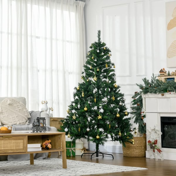 Konstgjord Julgran med 200 LED, 745 grenar, Dekorationer, Grön, 180 cm