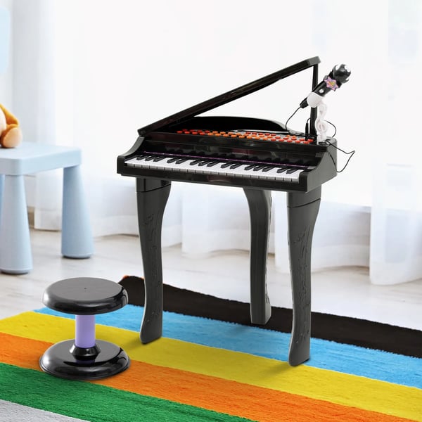 Barnpiano med Pall och Mikrofon, 37 tangenter, Svart ABS
